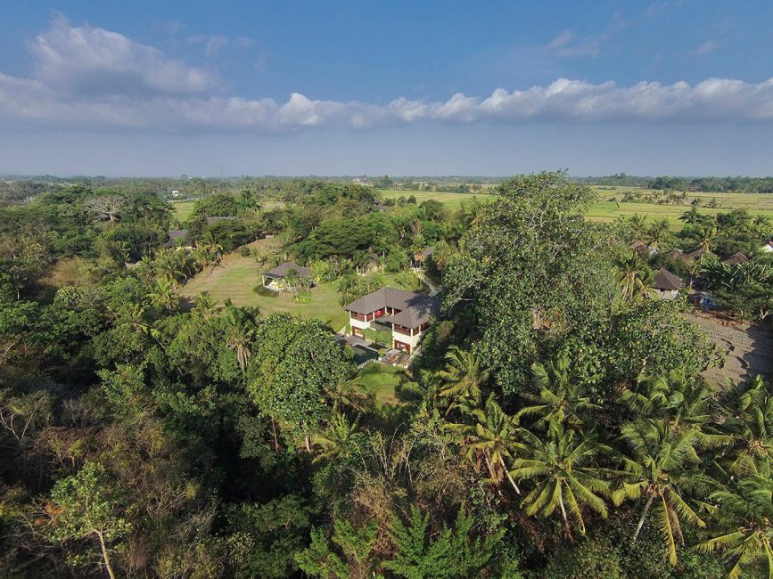 17-The Arsana Estate Distance aerial from front right of villa